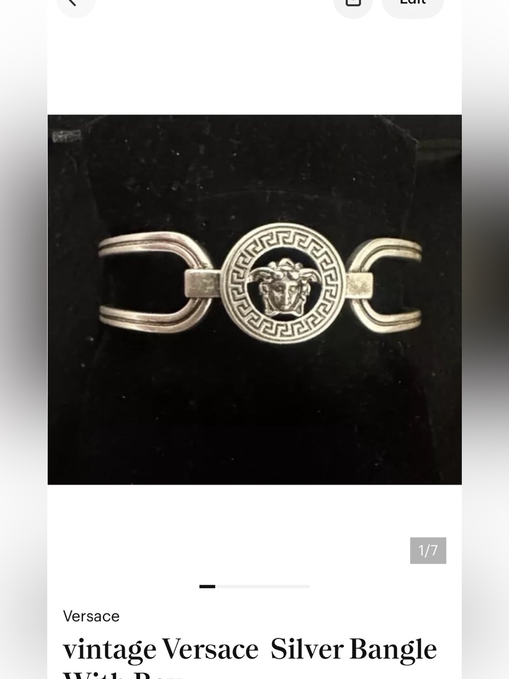 vintage Versace  Silver Bangle With Box